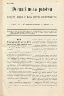 Dziennik Ustaw Państwa dla Królestw i Krajów w Radzie Państwa Reprezentowanych. 1903, cz. 63