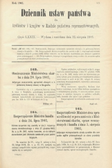 Dziennik Ustaw Państwa dla Królestw i Krajów w Radzie Państwa Reprezentowanych. 1903, cz. 79