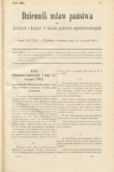 Dziennik Ustaw Państwa dla Królestw i Krajów w Radzie Państwa Reprezentowanych. 1903, cz. 83