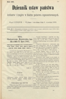 Dziennik Ustaw Państwa dla Królestw i Krajów w Radzie Państwa Reprezentowanych. 1903, cz. 87