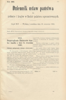 Dziennik Ustaw Państwa dla Królestw i Krajów w Radzie Państwa Reprezentowanych. 1903, cz. 91