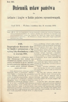 Dziennik Ustaw Państwa dla Królestw i Krajów w Radzie Państwa Reprezentowanych. 1903, cz. 92