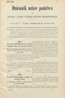Dziennik Ustaw Państwa dla Królestw i Krajów w Radzie Państwa Reprezentowanych. 1903, cz. 94