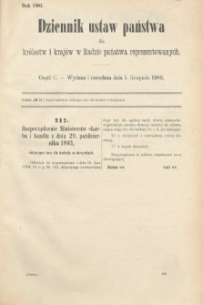 Dziennik Ustaw Państwa dla Królestw i Krajów w Radzie Państwa Reprezentowanych. 1903, cz. 100