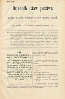 Dziennik Ustaw Państwa dla Królestw i Krajów w Radzie Państwa Reprezentowanych. 1903, cz. 108