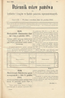 Dziennik Ustaw Państwa dla Królestw i Krajów w Radzie Państwa Reprezentowanych. 1903, cz. 110
