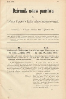 Dziennik Ustaw Państwa dla Królestw i Krajów w Radzie Państwa Reprezentowanych. 1903, cz. 111
