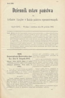 Dziennik Ustaw Państwa dla Królestw i Krajów w Radzie Państwa Reprezentowanych. 1903, cz. 116