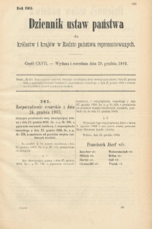 Dziennik Ustaw Państwa dla Królestw i Krajów w Radzie Państwa Reprezentowanych. 1903, cz. 117