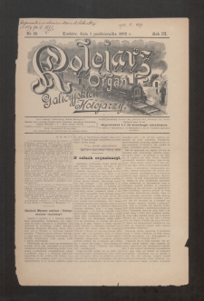 Kolejarz : organ Galicyjskich Kolejarzy. 1902, nr 19 [skonfiskowany]