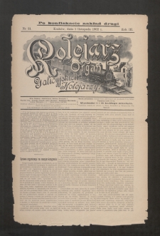 Kolejarz : organ Galicyjskich Kolejarzy. 1902, nr 21 (po konfiskacie nakład drugi)