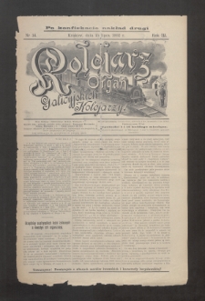 Kolejarz : organ Galicyjskich Kolejarzy. 1902, nr 14 (po konfiskacie nakład drugi)