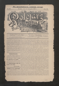 Kolejarz : organ Galicyjskich Kolejarzy. 1902, nr 22 (po konfiskacie nakład drugi)