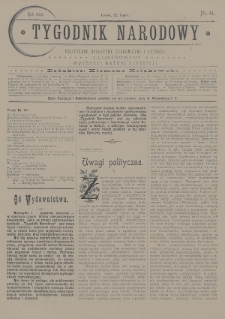 Tygodnik Narodowy : polityczny, społeczny, ekonomiczny i literacki : illustrowany. 1900, nr 41