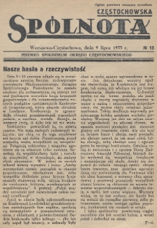 Spólnota Częstochowska : pisemko spółdzielni okręgu częstochowskiego. 1933, nr 13