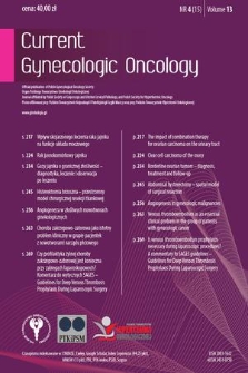Current Gynecologic Oncology. Vol. 13, 2015, nr 4