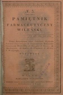 Pamiętnik Farmaceutyczny Wileński. T. 1, 1820, nr 3