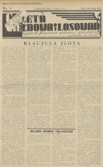 Gazeta Giełdowa i Losowań : tygodnik finansowo-giełdowy i gospodarczy. 1935, nr 9