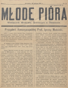 Młode Pióra : miesięcznik młodzieży Gimnazjum w Staszowie. 1937, nr 2