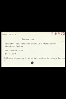 Katalog kartkowy Biblioteki Instytutu Botaniki Uniwersytetu Jagiellońskiego : książki : zakres skrzynki: Sma-Sos