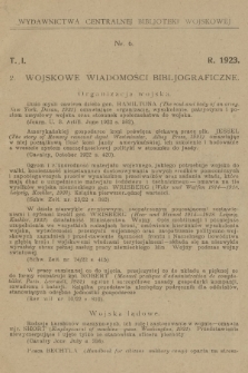 Wojskowe Wiadomości Bibljograficzne. 1923, T.1, [nr] 2