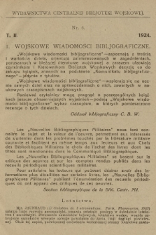 Wojskowe Wiadomości Bibljograficzne. 1924, T.2, [nr] 1