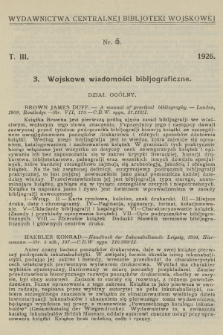 Wojskowe Wiadomości Bibljograficzne. 1926, T.3, [nr] 3