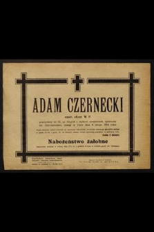 Adam Czernecki emer. oficer W. P. [...] zasnął w Panu dnia 8 lutego 1954 roku [...]