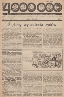 4000000 : tygodnik wystepujący w obronie polskiego stanu posiadania. R. 1, 1938, nr 1
