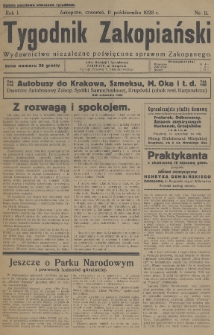 Tygodnik Zakopiański : wydawnictwo niezależne poświęcone sprawom Zakopanego. 1928, nr 11