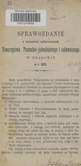 Sprawozdanie z czynności całorocznych Towarzystwa Pszczelno-jedwabniczego i sadowniczego w Krakowie w r. 1875