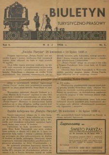 Biuletyn Turystyczno-Prasowy Kolei Francuskich. 1936, nr 5