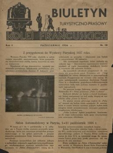 Biuletyn Turystyczno-Prasowy Kolei Francuskich. 1936, nr 10