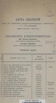 Lista Członków którzy do Towarzystwa pszczelno-jedwabniczego i sadowniczego w r. 1870 przystąpili (dalszy ciąg listy z roku 1868)
