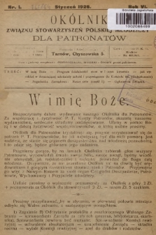 Okólnik Związku Stowarzyszeń Polskiej Młodzieży dla Patronatów. R.6, 1926, nr 1
