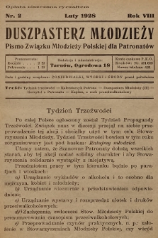 Duszpasterz Młodzieży : pismo Związku Młodzieży Polskiej dla Patronatów. R.8, 1928, nr 2