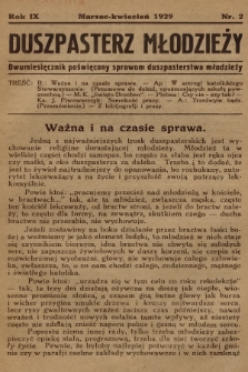 Duszpasterz Młodzieży : dwumiesięcznik poświęcony sprawom duszpasterstwa młodzieży. R.9, 1929, nr 2