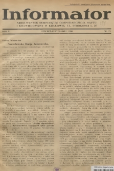 Informator Absolwentek Seminarjum Gospodarczego, Haftu i Krawiecczyzny w Krakowie. R. 5, 1934, nr 27