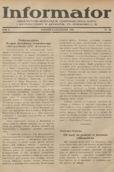 Informator Absolwentek Seminarjum Gospodarczego, Haftu i Krawiecczyzny w Krakowie. R. 5, 1934, nr 29