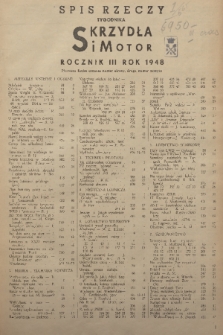 Skrzydła i Motor : tygodnik młodzieży lotniczej. R. 3, 1948, spis rzeczy