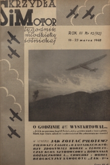 Skrzydła i Motor : tygodnik młodzieży lotniczej. R. 3, 1948, nr 12