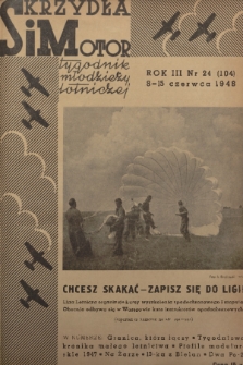Skrzydła i Motor : tygodnik młodzieży lotniczej. R. 3, 1948, nr 24