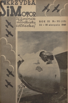 Skrzydła i Motor : tygodnik młodzieży lotniczej. R. 3, 1948, nr 35