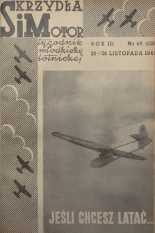 Skrzydła i Motor : tygodnik młodzieży lotniczej. R. 3, 1948, nr 48