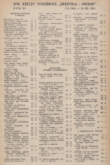 Skrzydła i Motor. R. 6, 1951, spis rzeczy