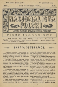 Nacjonalista Polski : pismo tygodniowe : organ Związku Nacjonalistów Polskich. R. 1, 1926, nr 9