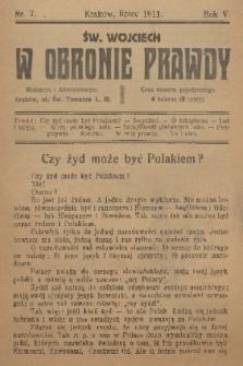 W Obronie Prawdy. R. 5, 1911, nr 7