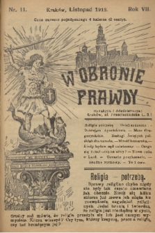 W Obronie Prawdy. R. 7, 1913, nr 11