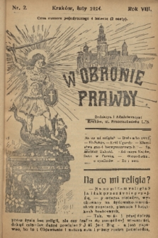 W Obronie Prawdy. R. 8, 1914, nr 2