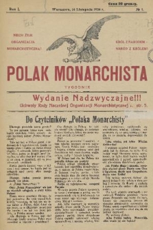 Polak Monarchista : tygodnik. R. 1, 1926, nr 1
